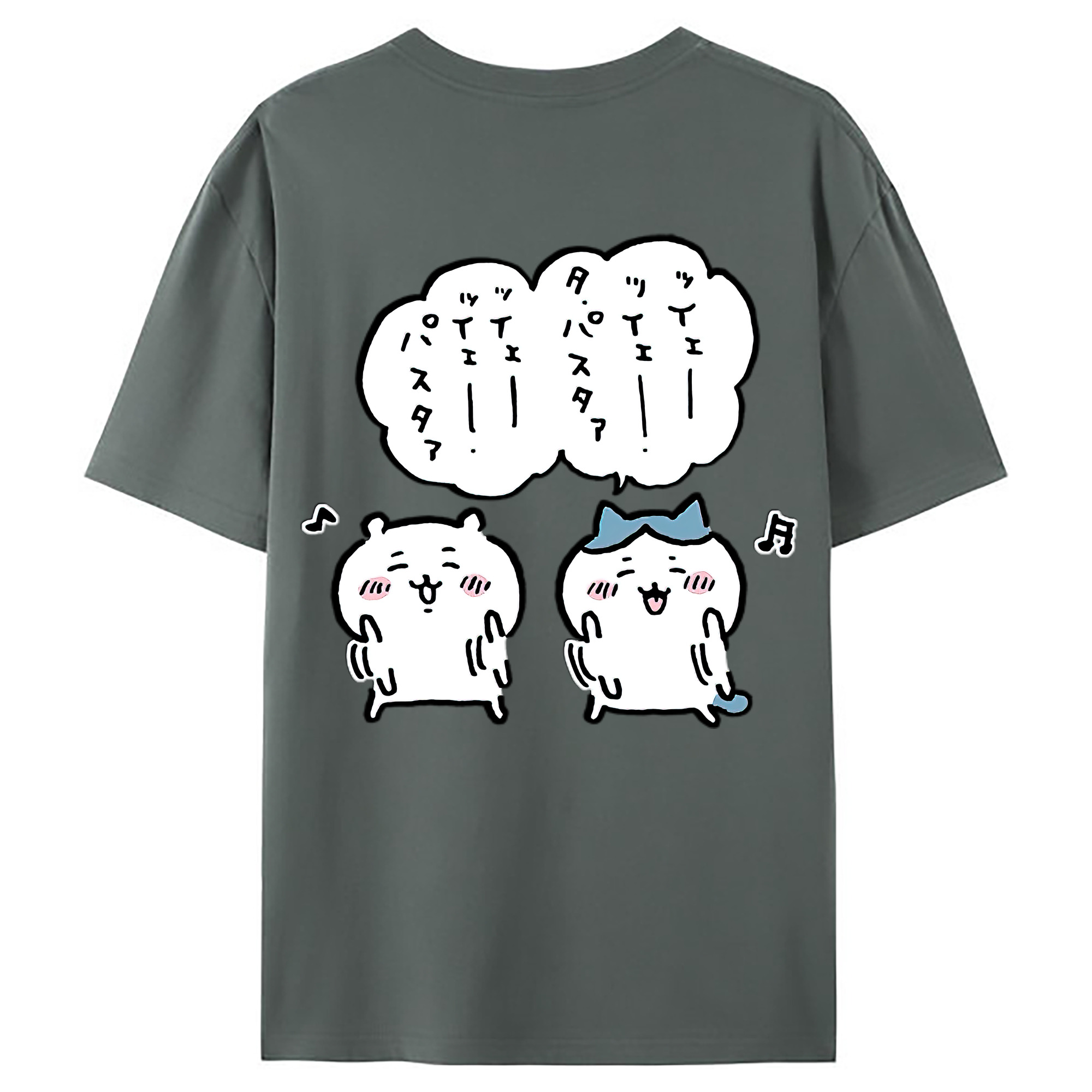 （画像用） ちいかわ ハチワレ Chii-kawa hachiware 綿100％ メンズ半袖Tシャツ（バックプリント） 通気性